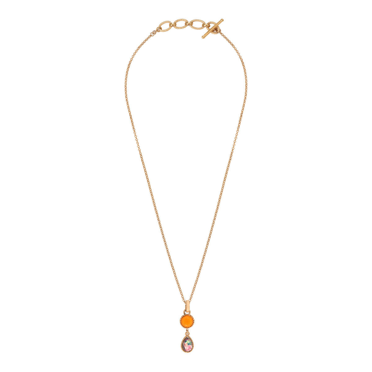 Pendentif amovible cabochons bicolores - orange Rouge
