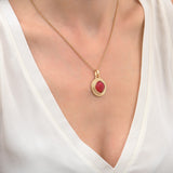 Pendentif amovible cabochon facetté - rouge Bleu