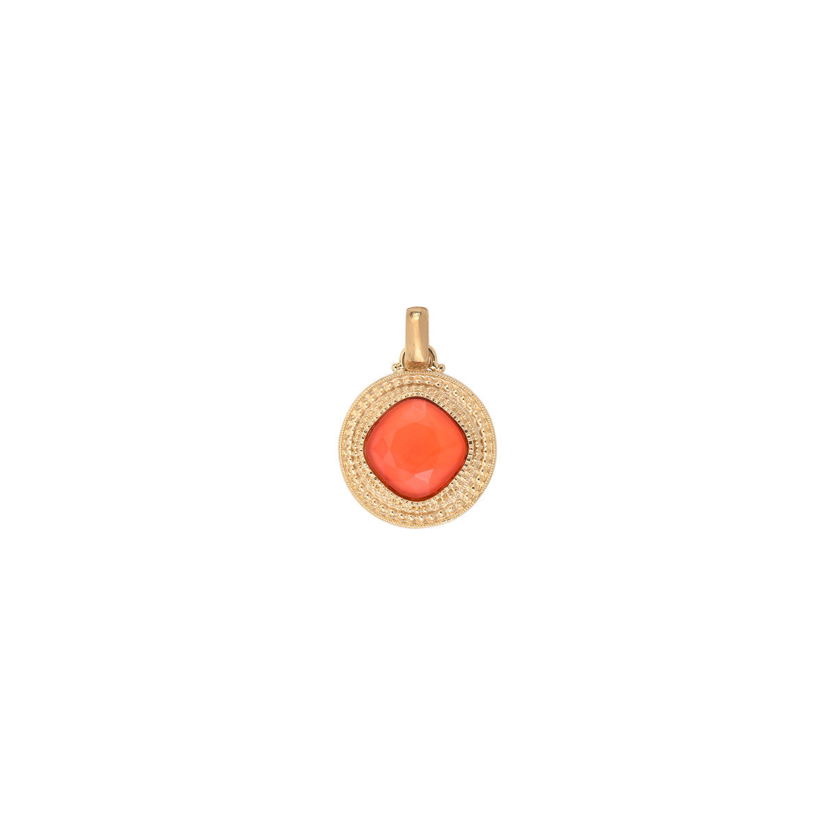 Pendentif amovible moderne cabochon facetté - corail Rouge