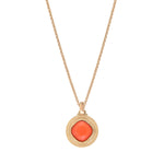 Pendentif amovible moderne cabochon facetté - corail Rouge