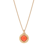 Pendentif amovible moderne cabochon facetté - corail Rouge