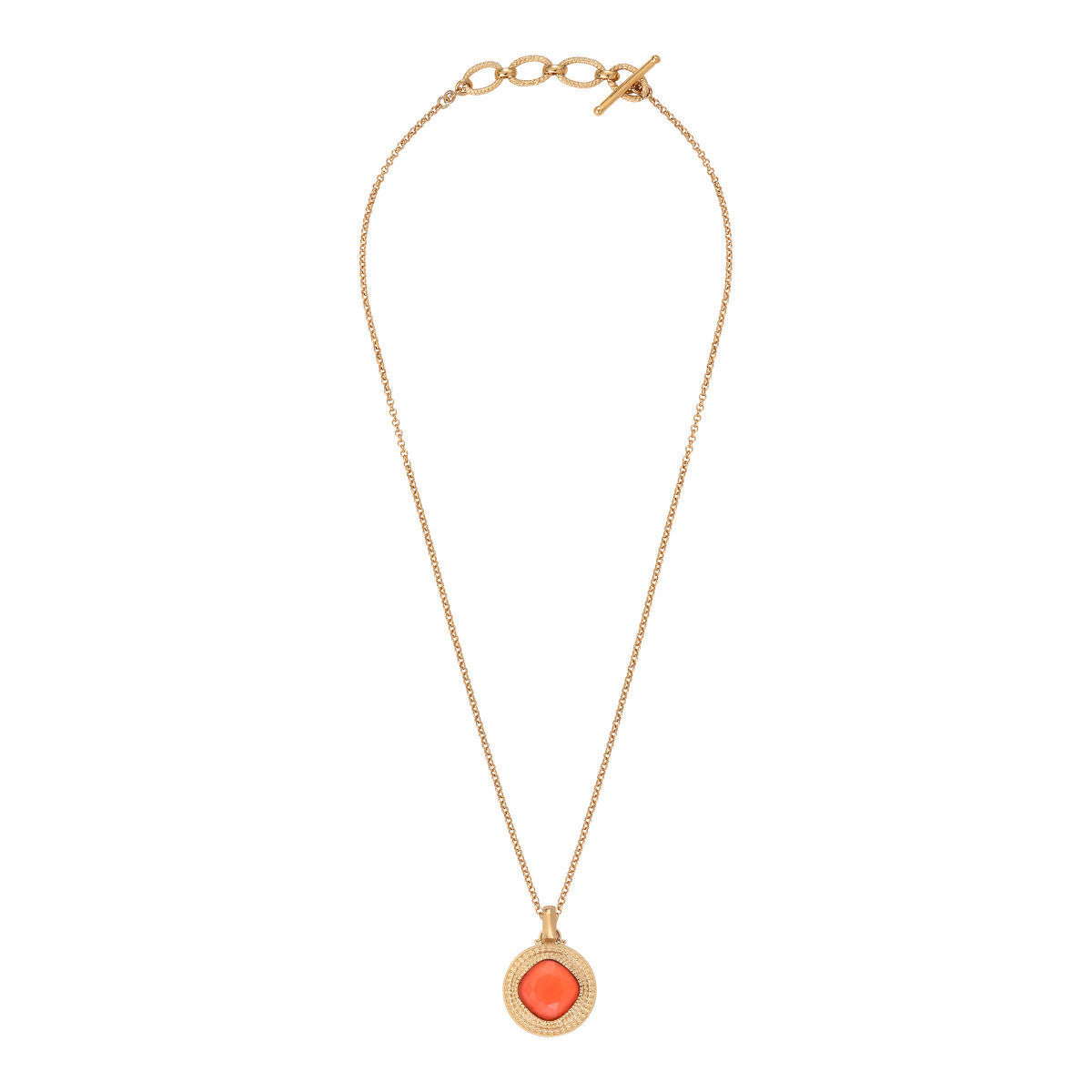 Pendentif amovible moderne cabochon facetté - corail Rouge