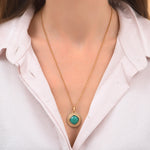Pendentif amovible bohème cabochon facetté - turquoise Bleu