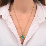 Pendentif amovible bohème cabochon facetté - turquoise Bleu