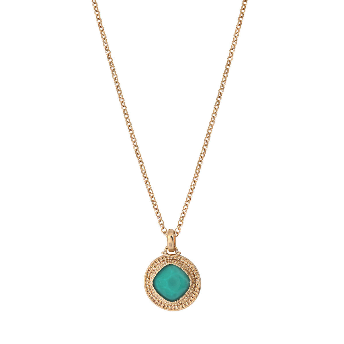 Pendentif amovible bohème cabochon facetté - turquoise Bleu