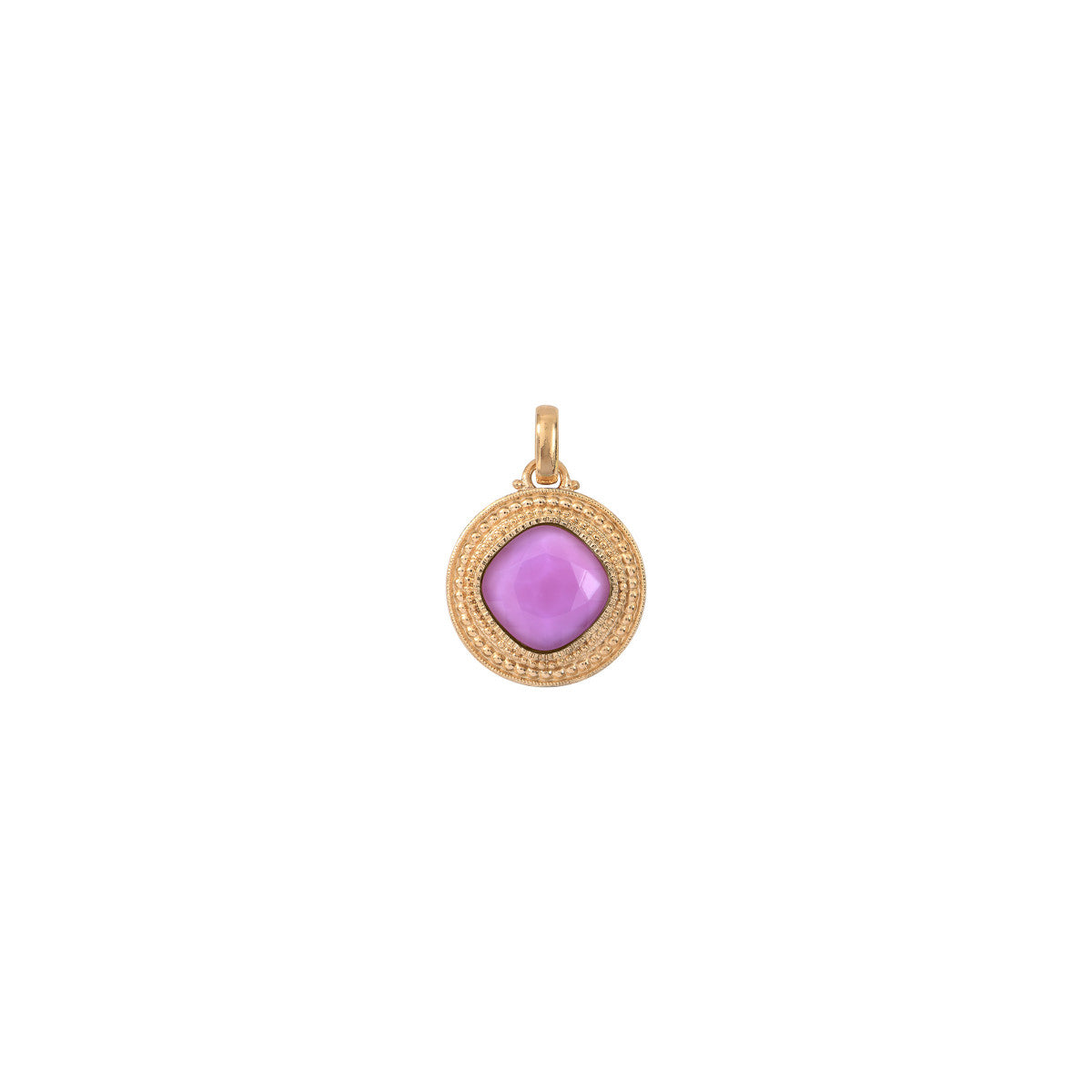 Pendentif amovible féminin cabochon facetté - rose Rouge