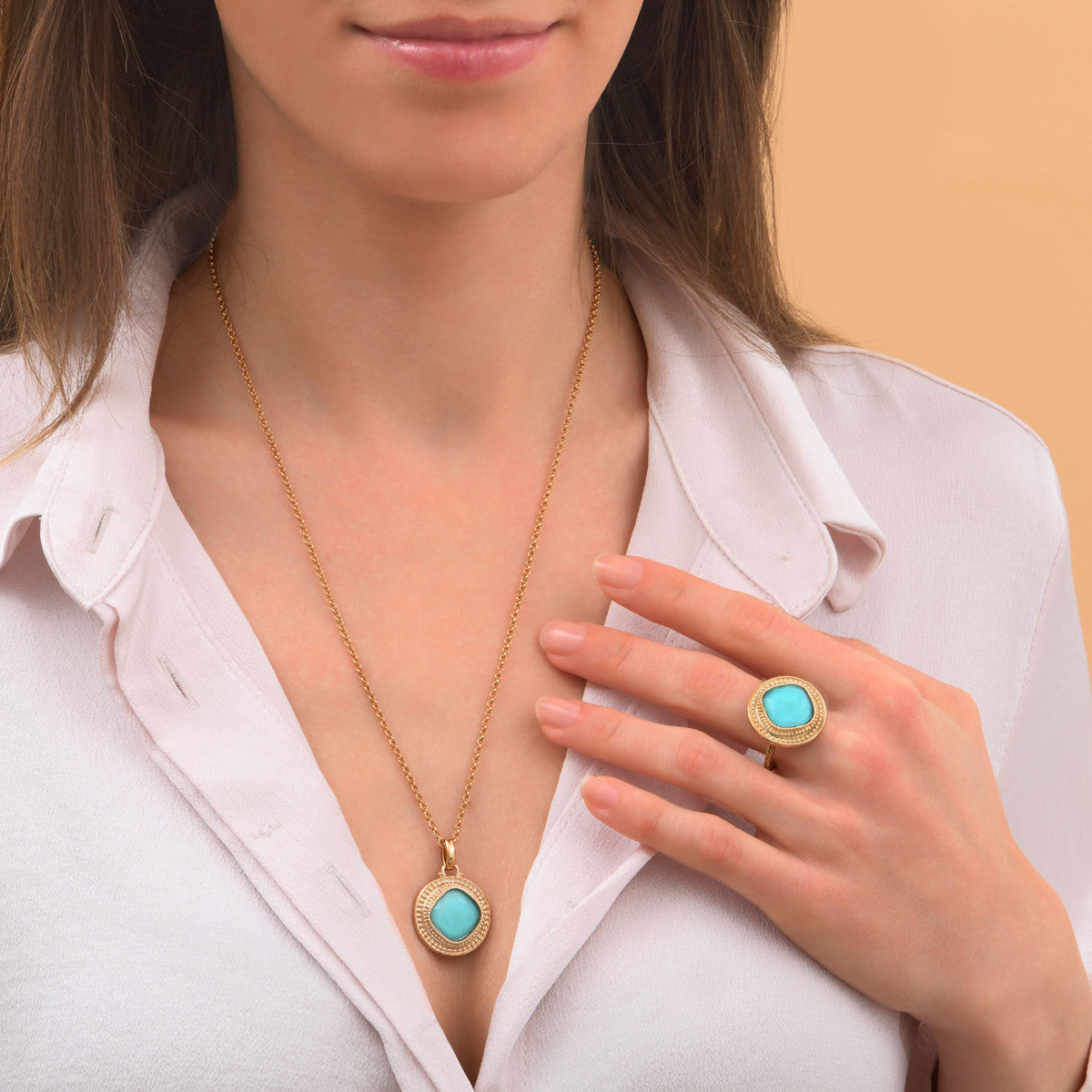 Pendentif amovible chic cabochon facetté - bleu Bleu