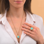 Pendentif amovible chic cabochon facetté - bleu Bleu