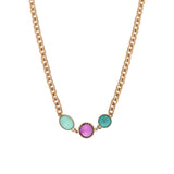 Collier court tendance cabochon colorés - bleu Bleu