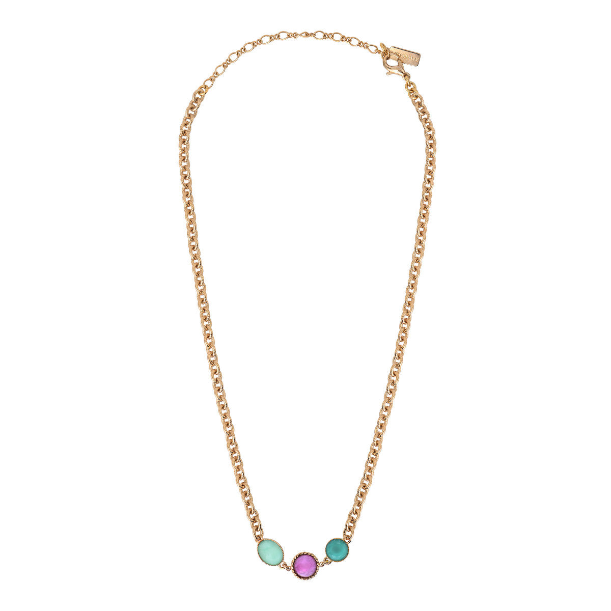 Collier court tendance cabochon colorés - bleu Bleu