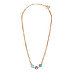 Collier court tendance cabochon colorés - bleu Bleu