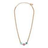 Collier court tendance cabochon colorés - bleu Bleu