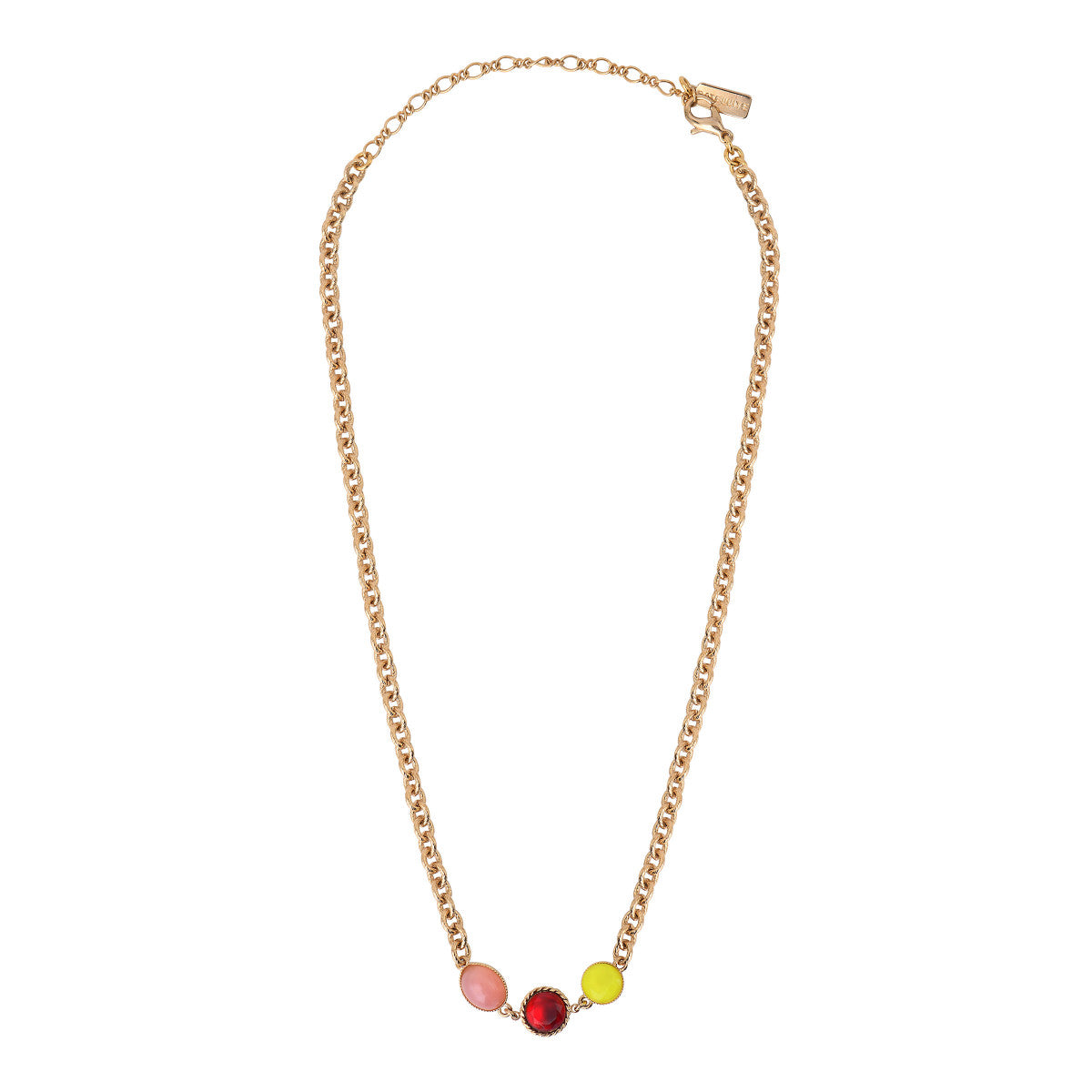Collier court moderne cabochons colorés - rouge Rouge