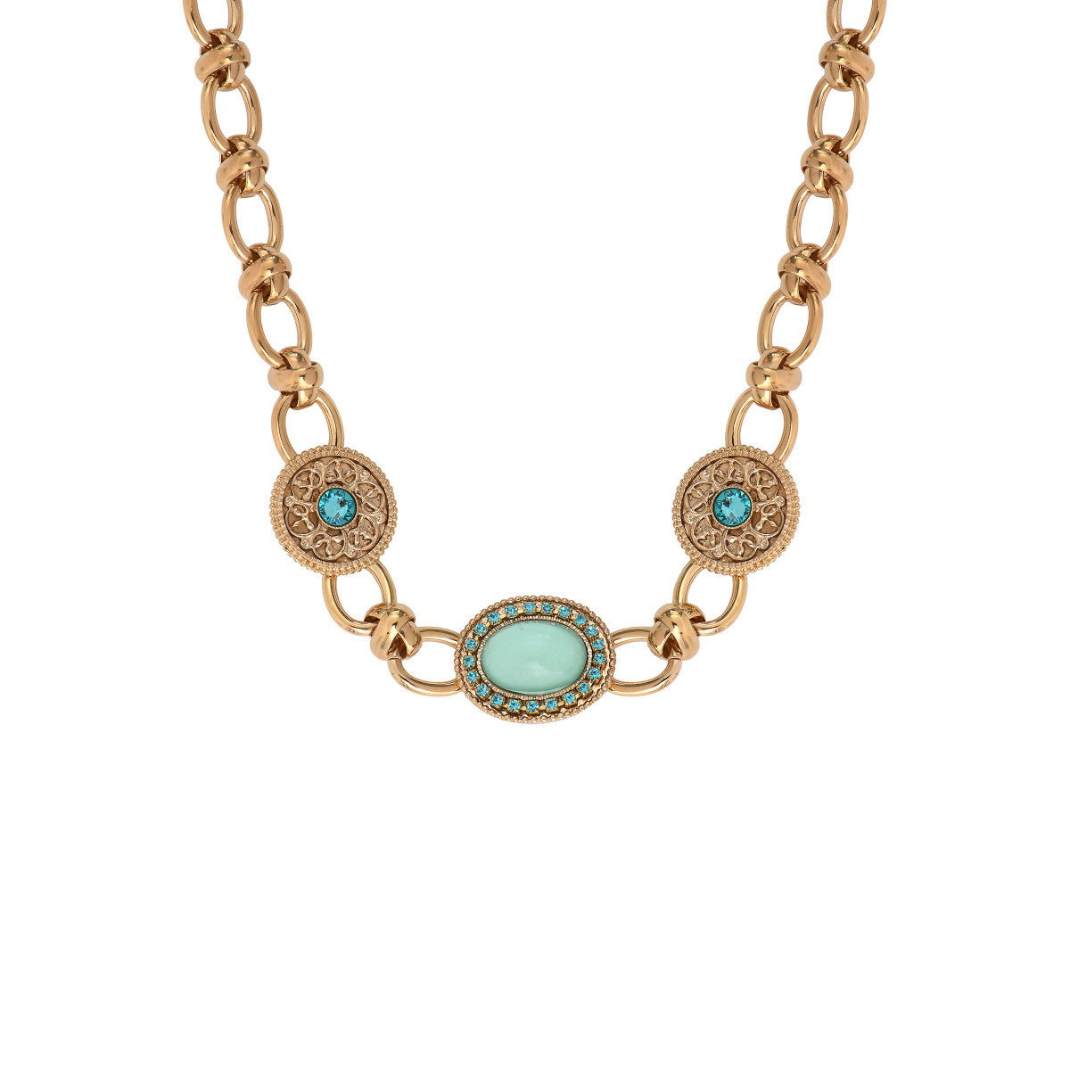 Collier chaîne baroque cristaux prestige - bleu Bleu