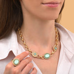 Collier chaîne baroque cristaux prestige - bleu Bleu