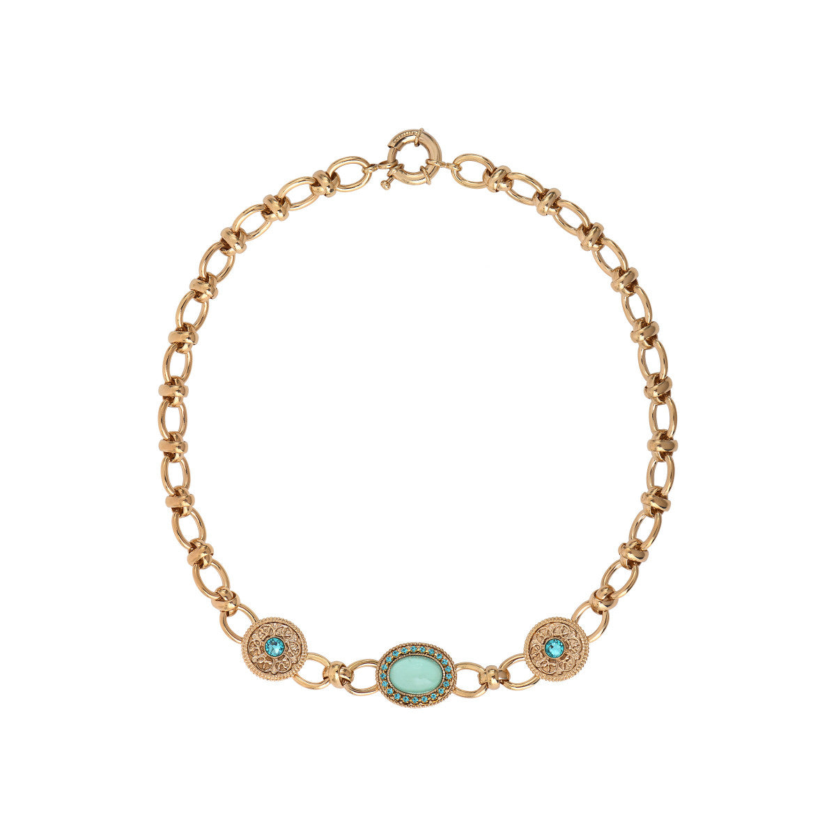 Collier chaîne baroque cristaux prestige - bleu Bleu