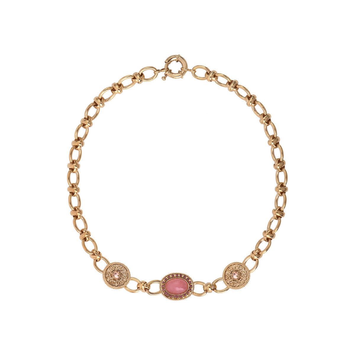 Collier chaîne glamour cristaux prestige - rose Rouge