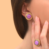 Bague cabochon ajustable audacieuse - violet Rouge