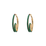 Boucles d'oreilles créoles modernes malachite grenat - vert Vert