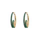Boucles d'oreilles créoles modernes malachite grenat - vert Vert