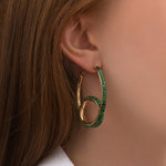 Boucles d'oreilles créoles modernes malachite grenat - vert Vert