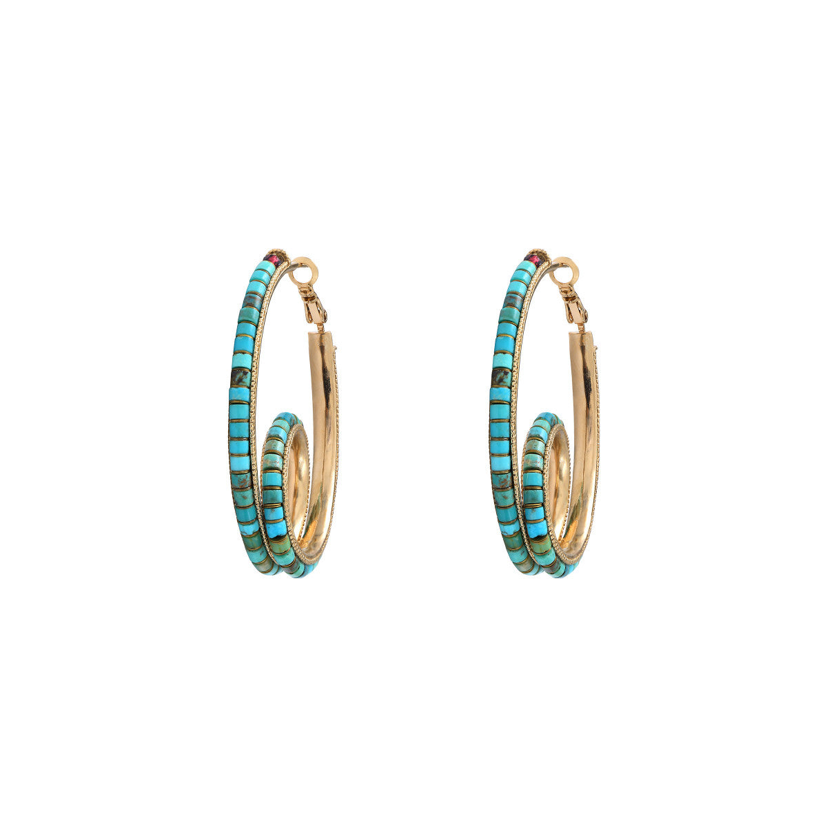 Boucles d'oreilles créoles turquoise grenat - turquoise Turquoise