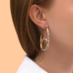 Boucles d'oreilles créoles sophistiquées nacre grenat - blanc Nacre