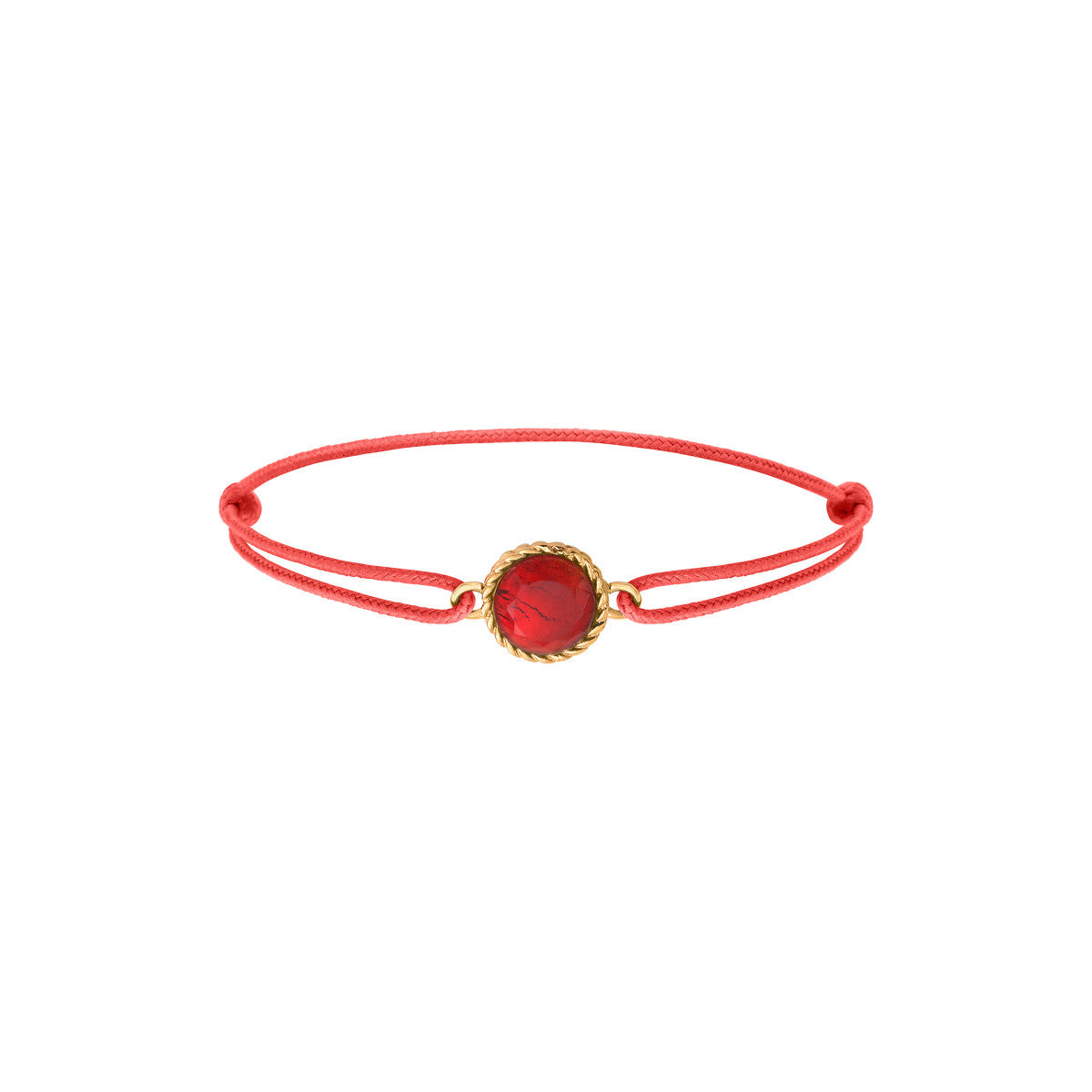 Bracelet cordon élégant cabochon pâte de verre - rouge Rouge