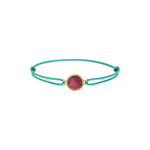 Bracelet cordon tendance cabochon pâte de verre - violet Bleu