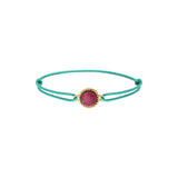 Bracelet cordon tendance cabochon pâte de verre - violet Bleu