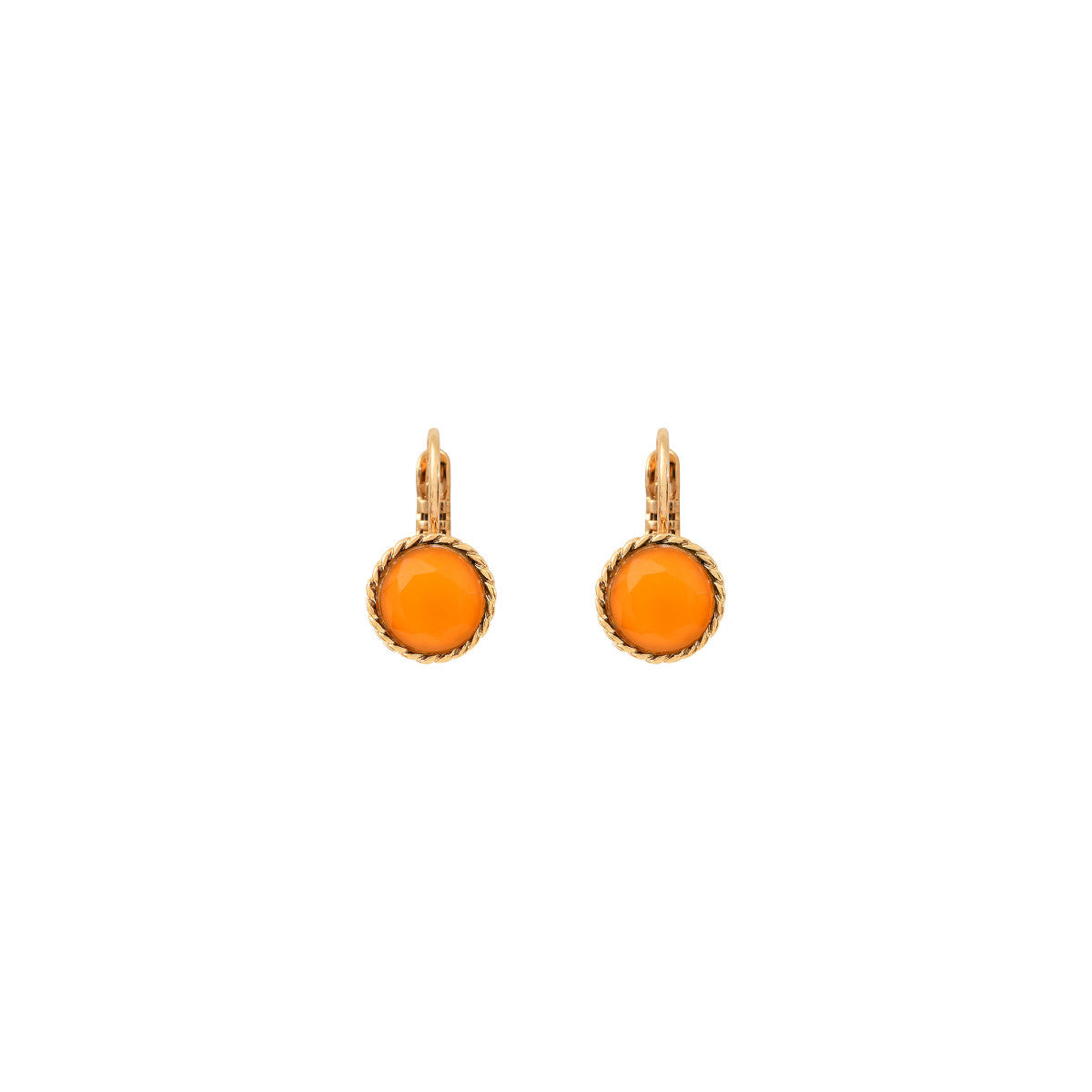 Boucles d'oreilles dormeuses solaires pâte de verre - orange Rouge