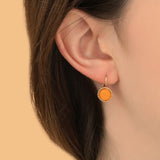 Boucles d'oreilles dormeuses solaires pâte de verre - orange Rouge