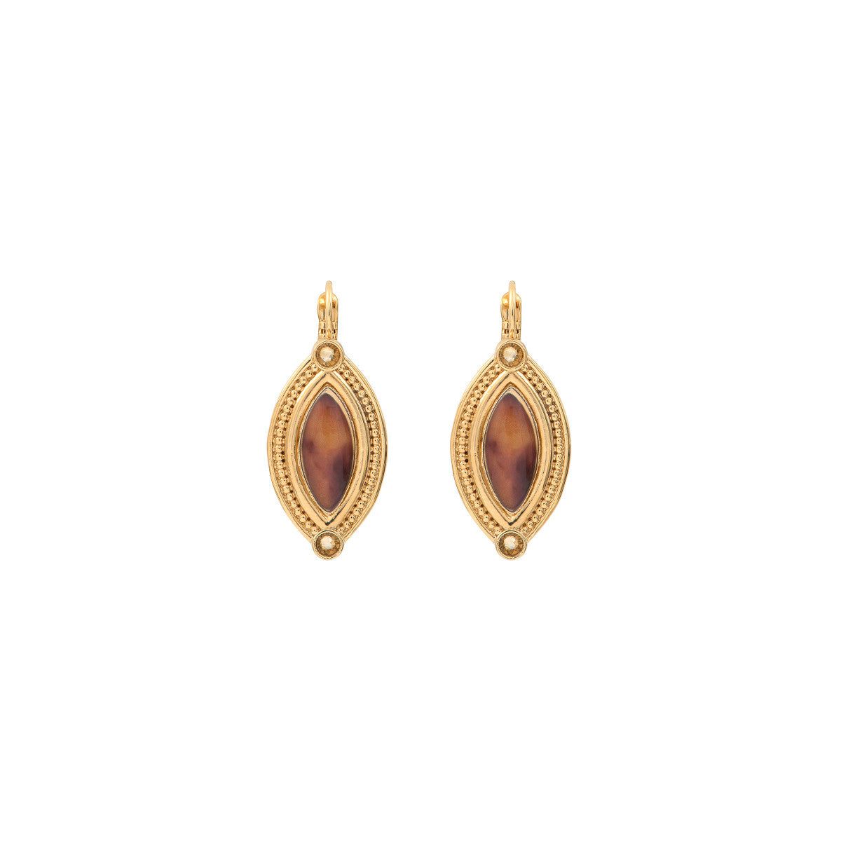 Boucles d'oreilles dormeuses chic résine émaillée - écaille Ecaille