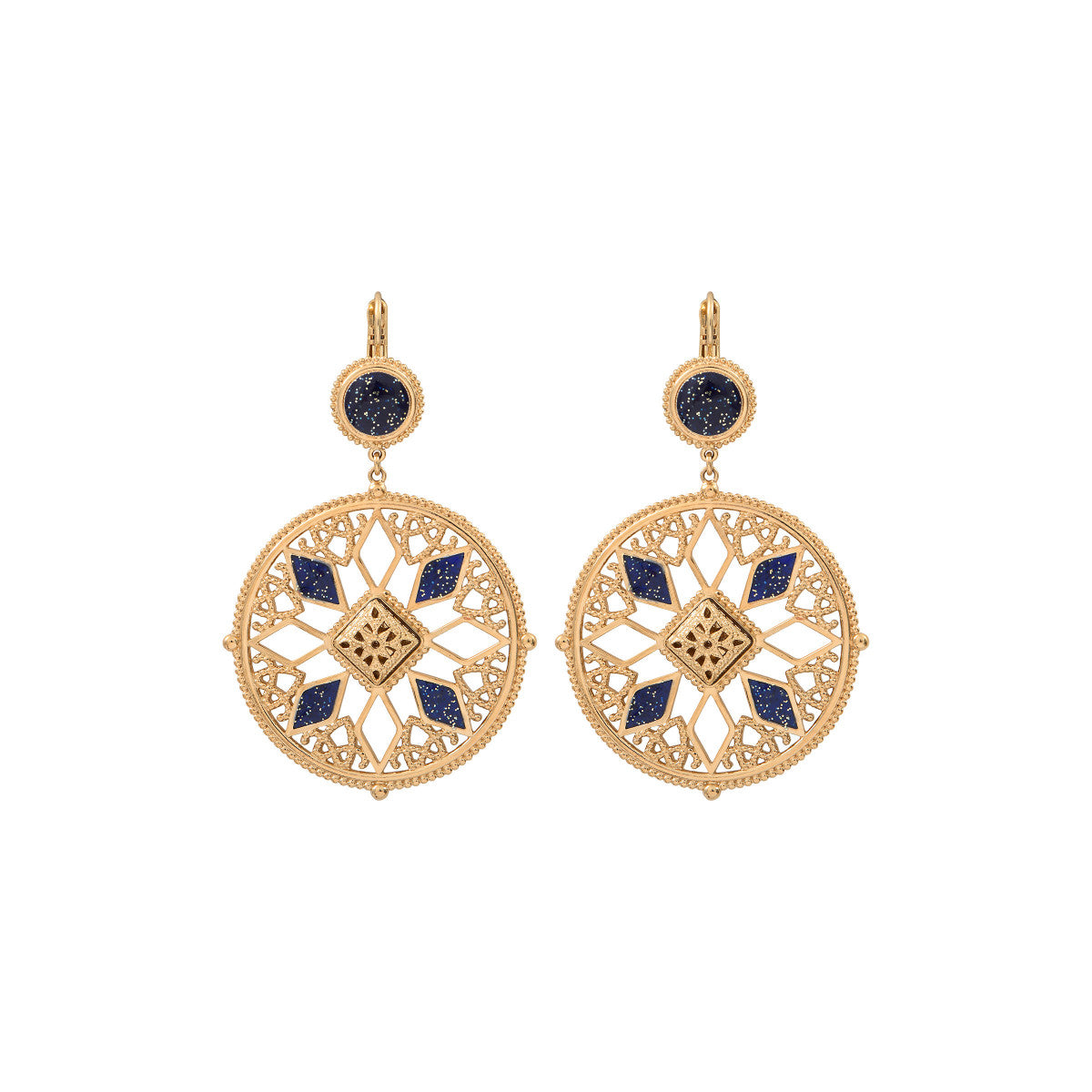 Boucles d'oreilles dormeuses résine émaillée - bleu Bleu