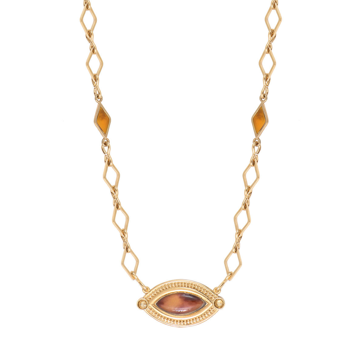 Collier pendentif ajustable arty résine émaillée - écaille Ecaille