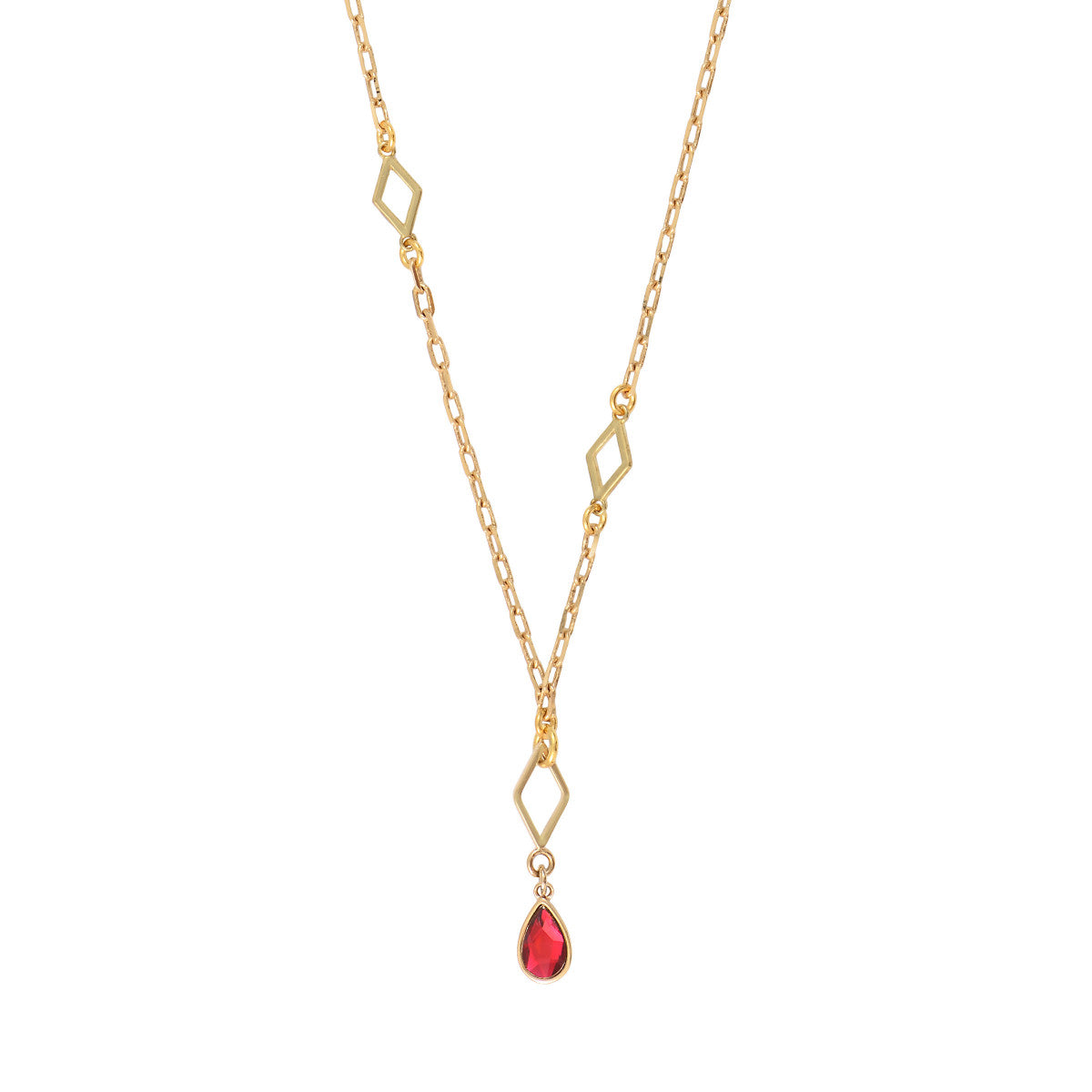 Collier pendentif ajustable tendance cristal Prestige - rouge Vert