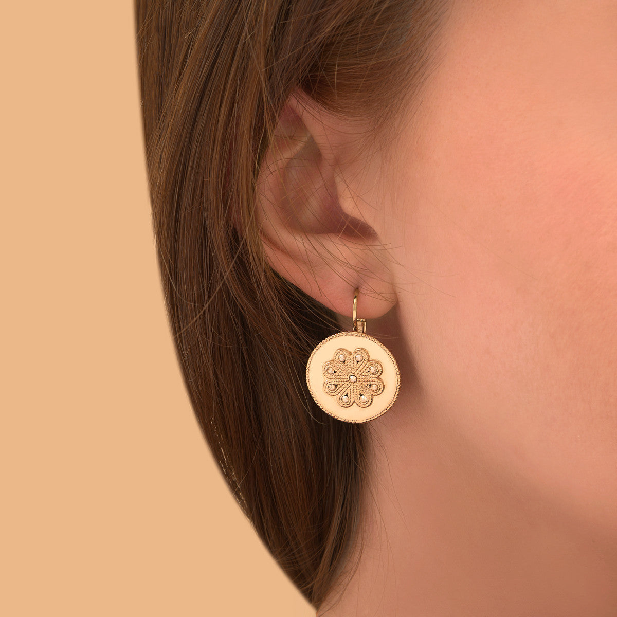 Boucles d'oreilles dormeuses poétiques cristaux Prestige - doré Dore