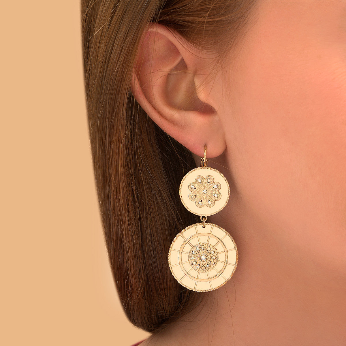 Boucles d'oreilles dormeuses arty cristaux Prestige - doré Dore