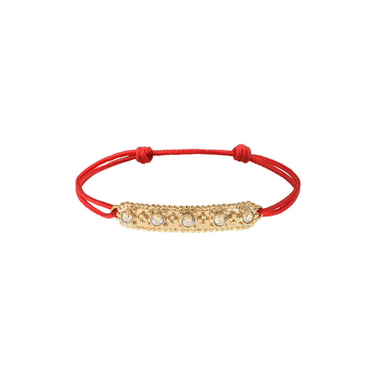 Bracelet cordon ajustable moderne cristaux Prestige - rouge Dore rouge