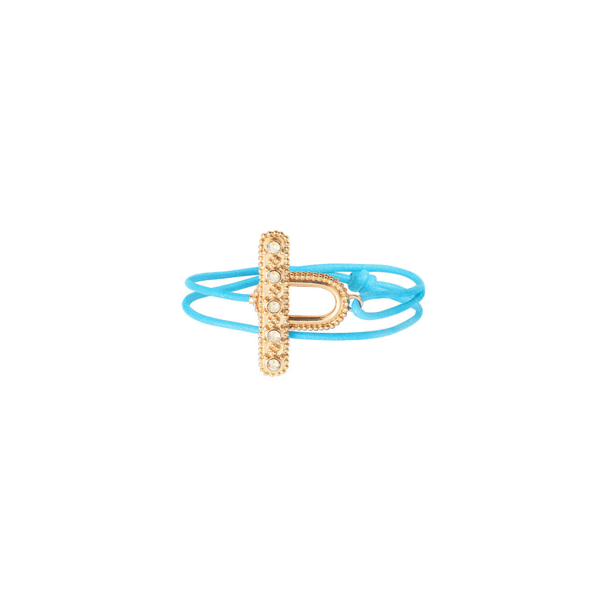 Bracelet cordon double tour cristaux Prestige - bleu Dore bleu