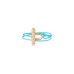Bracelet cordon double tour cristaux Prestige - bleu Dore bleu
