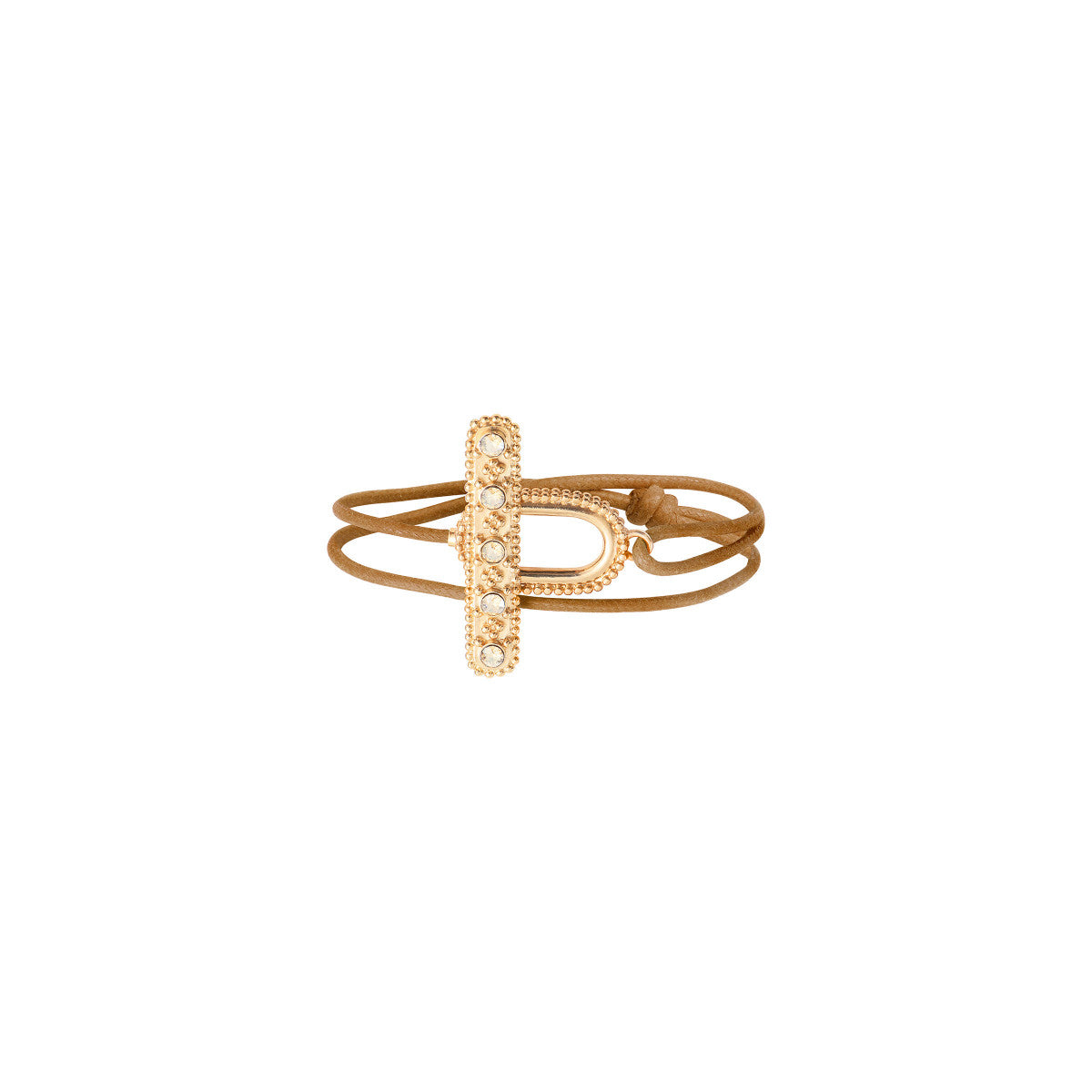 Bracelet cordon double tour cristaux Prestige - marron Dore marron