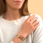 Bracelet cordon double tour cristaux Prestige - marron Dore marron