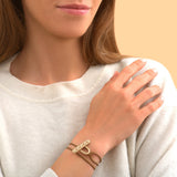 Bracelet cordon double tour cristaux Prestige - marron Dore marron