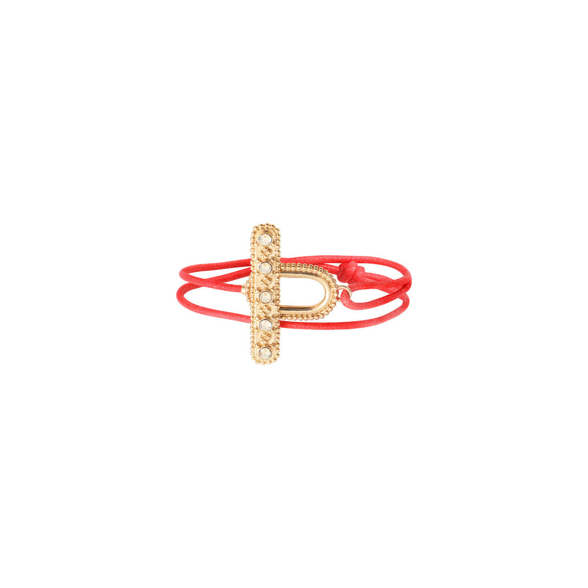 Bracelet cordon double tour cristaux Prestige - rouge Dore rouge