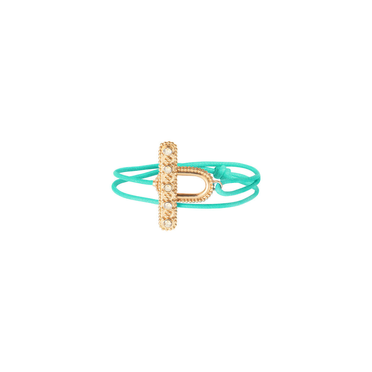 Bracelet cordon double tour cristaux Prestige - vert Dore vert