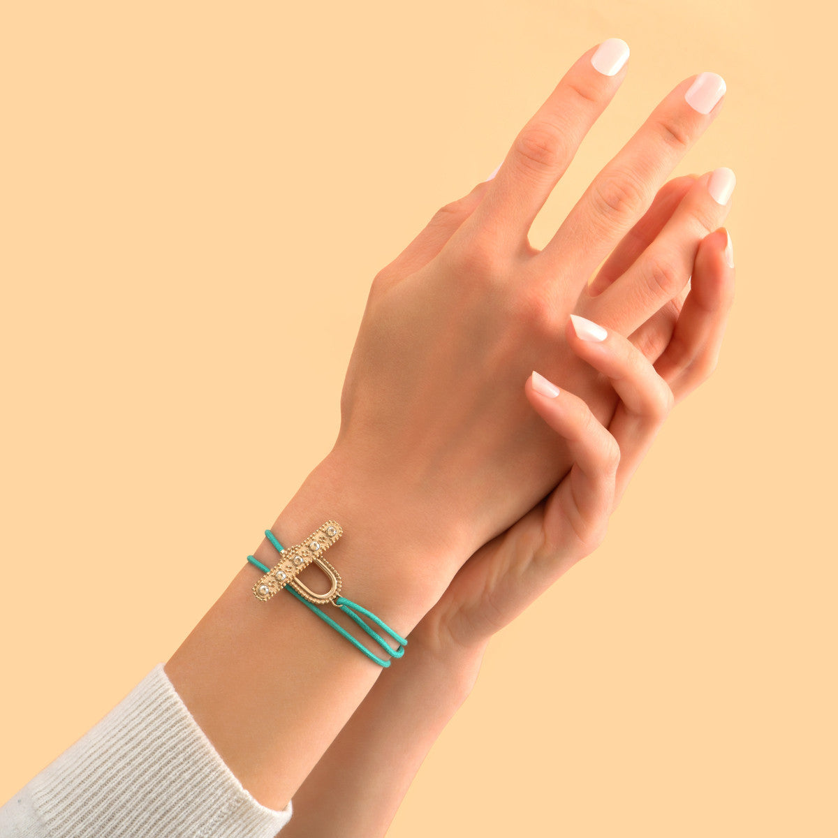 Bracelet cordon double tour cristaux Prestige - vert Dore vert