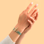 Bracelet cordon double tour cristaux Prestige - vert Dore vert