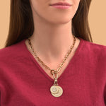 Collier chaîne baroque médailles cristaux Prestige - doré Dore