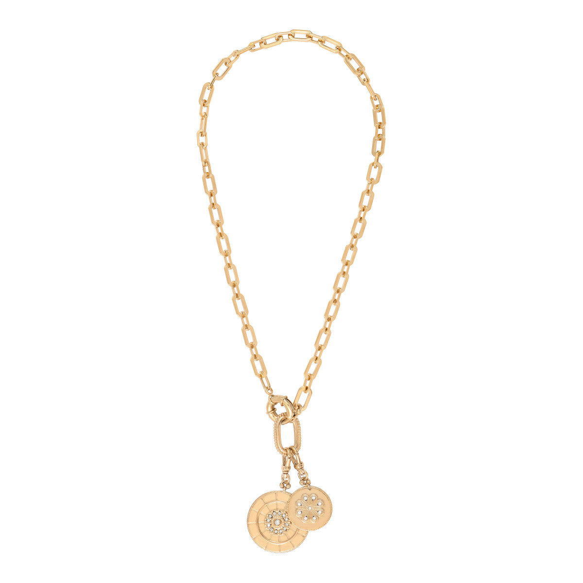 Collier chaîne baroque médailles cristaux Prestige - doré Dore